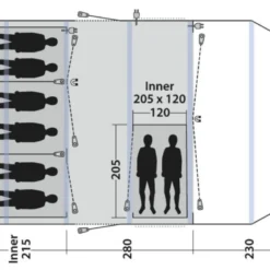 Outwell Queensdale 8PA Tent (2023) -Pieces Cycliste Magasin 111270 queensdale 8pa drawing floorplan3