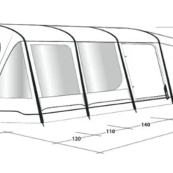Outwell Queensdale 8PA Tent (2023) -Pieces Cycliste Magasin 111270 queensdale 8pa drawing perspective2