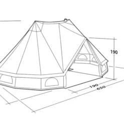 Outwell Robens Klondike Twin Tipi Tent (2023) -Pieces Cycliste Magasin 130359 klondike twin drawing perspective2