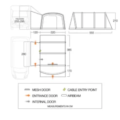 Vango Airbeam Vango Galli CC Air Tall Awning (2023) -Pieces Cycliste Magasin floorplan cc tall