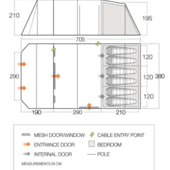 Vango Joro Poled 600XL Tent (2022) -Pieces Cycliste Magasin joro 600xl floorplan low