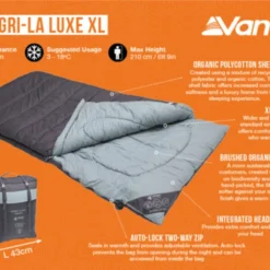 Vango Shangri-La Luxe XL Sleeping Bag (2023) -Pieces Cycliste Magasin shangri la luxe xl infographic 1