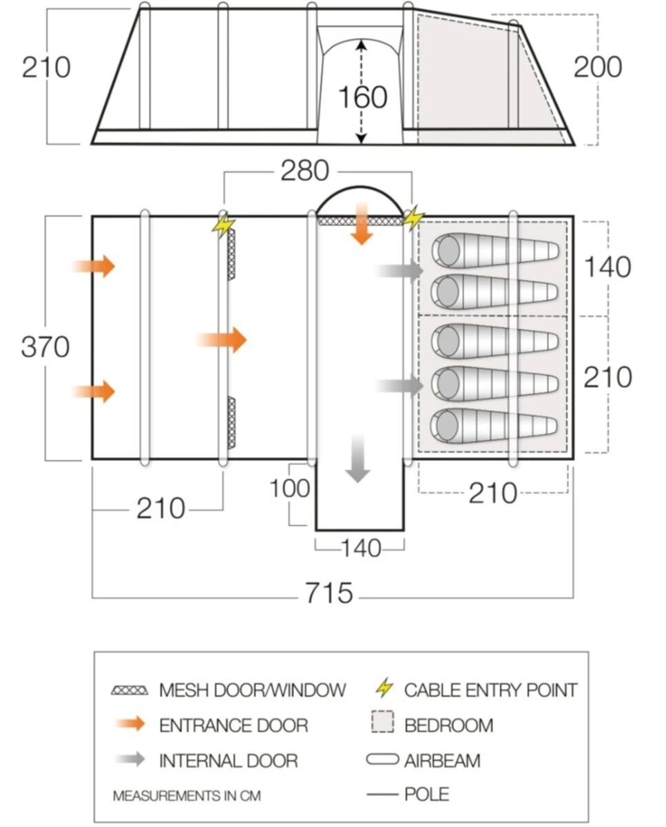 Vango Airbeam Vango Rome II Air 550XL Tent Package (2023) 6 Vango Airbeam Vango Rome II Air 550XL Tent Package (2023) – Image 4