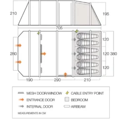 Vango Airbeam Vango Lismore Air 600XL Tent Package (2023) -Pieces Cycliste Magasin vango 2023 tents floorplan stargrove air 600xl 2