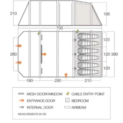 Vango Airbeam Vango Lismore Air TC 600XL Tent Package (2023) -Pieces Cycliste Magasin vango 2023 tents floorplan stargrove air tc 600xl