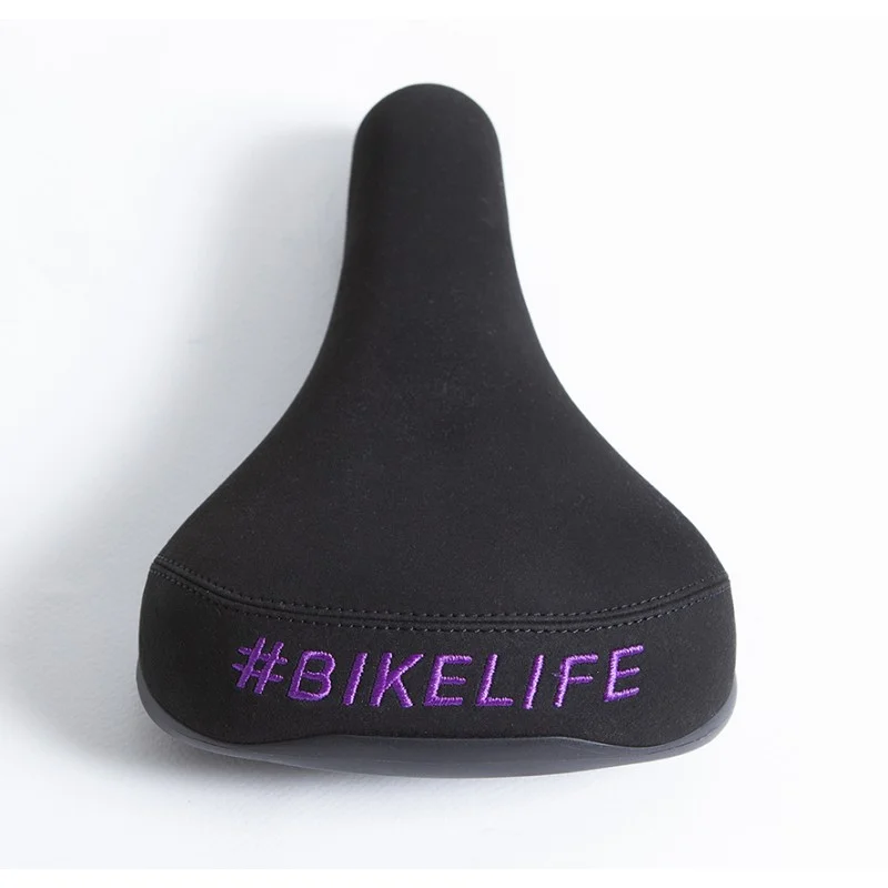 Selle BIKELIFE Noire Logo Violet 3 Selle BIKELIFE Noire Logo Violet