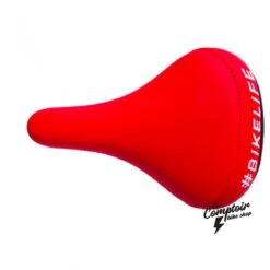 Selle BIKELIFE Rouge Logo Blanc -Pieces Cycliste Magasin selle bikelife rouge logo blanc 3