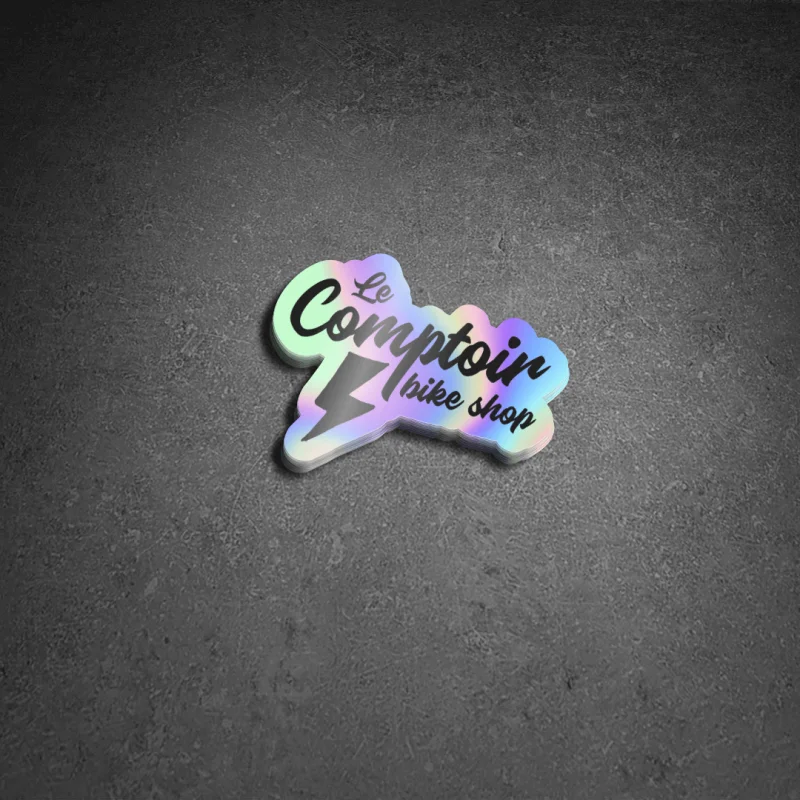 Sticker LECOMPTOIRBIKESHOP Holographic Small 5 Sticker LECOMPTOIRBIKESHOP Holographic Small – Image 3